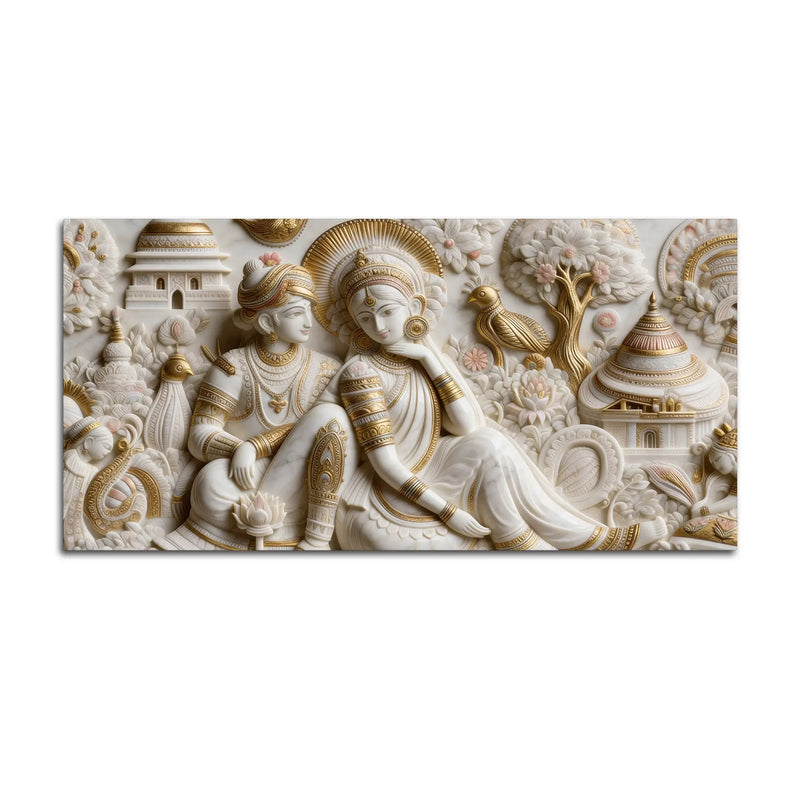 Eternal Love of Divine Couple Sculptural 3D Canvas Wall Painting