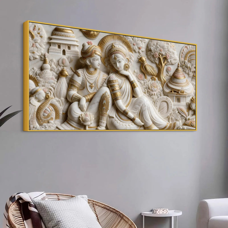 Eternal Love of Divine Couple Sculptural 3D Canvas Wall Painting