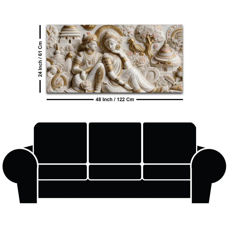 Eternal Love of Divine Couple Sculptural 3D Canvas Wall Painting