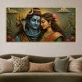 Eternal Love of Maa Parvati and Lord Mahadev 3D Bas-Relief Type Canvas Wall Painting