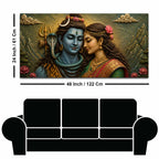 Eternal Love of Maa Parvati and Lord Mahadev 3D Bas-Relief Type Canvas Wall Painting