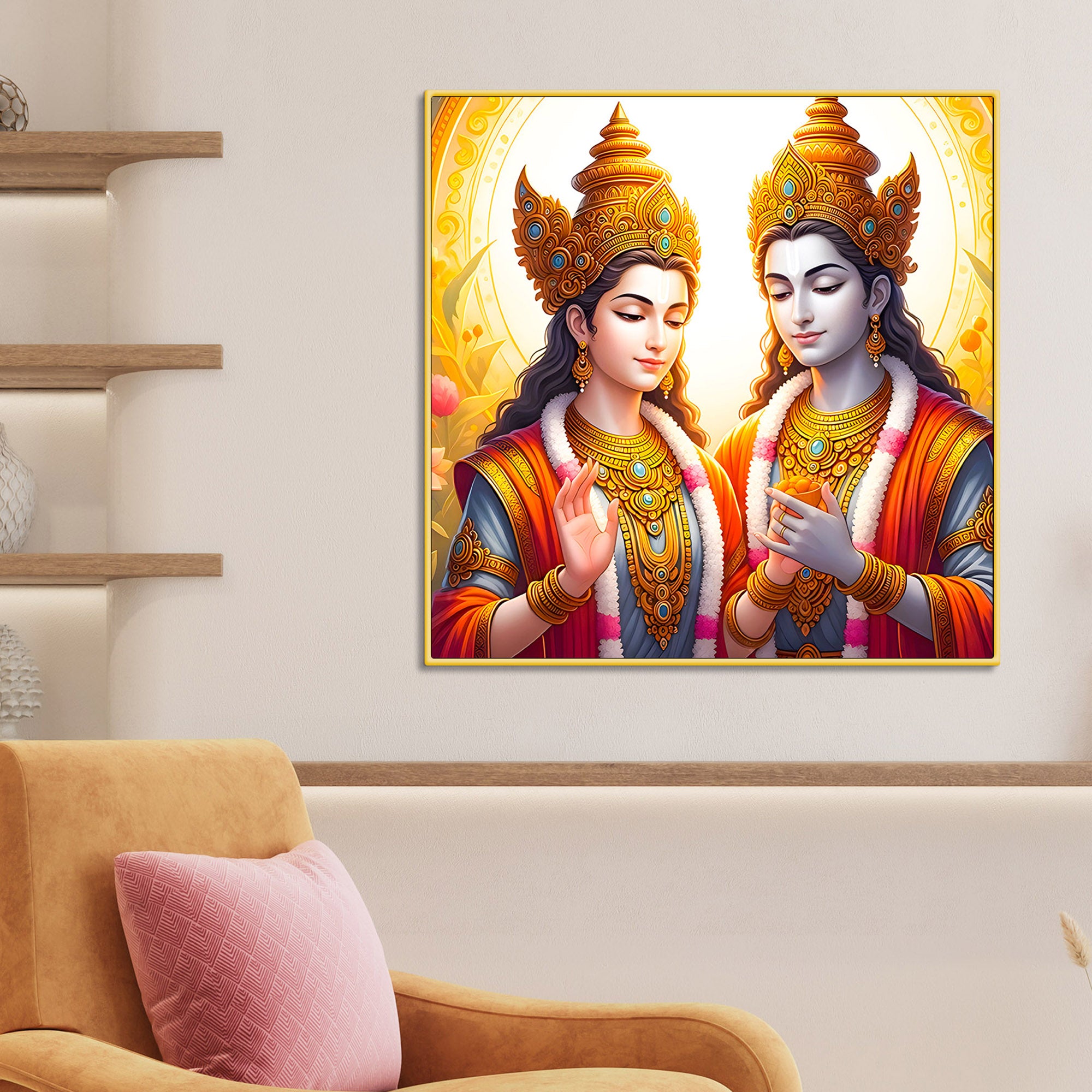 Eternal Shri Radha Krishna Premium Canvas Wall Painting for Home & Office