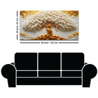 Eternal White Blossom Tree with Golden Roots 3D Canvas Wall Painting