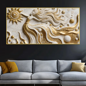 Ethereal Gold Goddess 3D Canvas Wall Painting