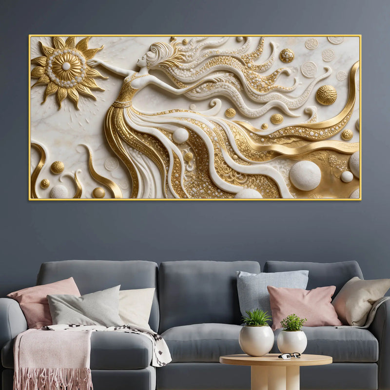 Ethereal Gold Goddess 3D Canvas Wall Painting