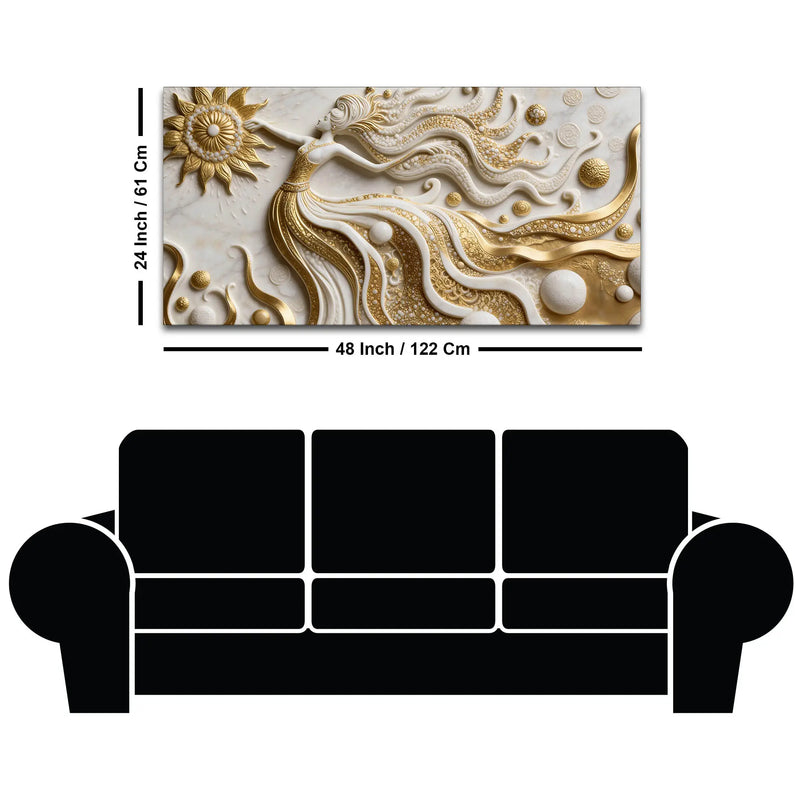 Ethereal Gold Goddess 3D Canvas Wall Painting