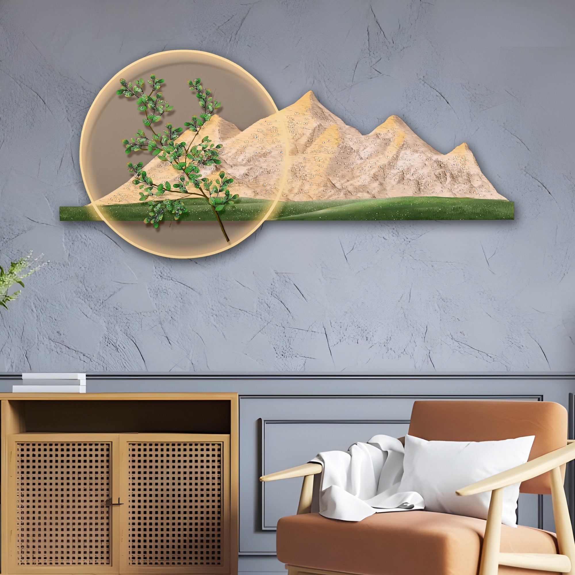 Ethereal Peaks Crystal Glass Backlit LED Painting