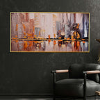 Ethereal Shore Abstract Hand Painted Wall Painting with Floating Frame
