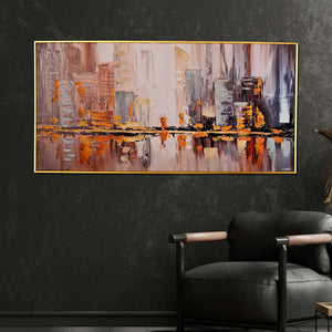 Ethereal Shore Abstract Hand Painted Wall Painting with Floating Frame
