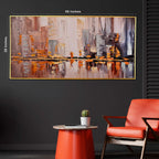 Ethereal Shore Abstract Hand Painted Wall Painting with Floating Frame