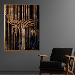 Ethereal Zebra Mirage Hand Painted Wall Painting with Floating Frame