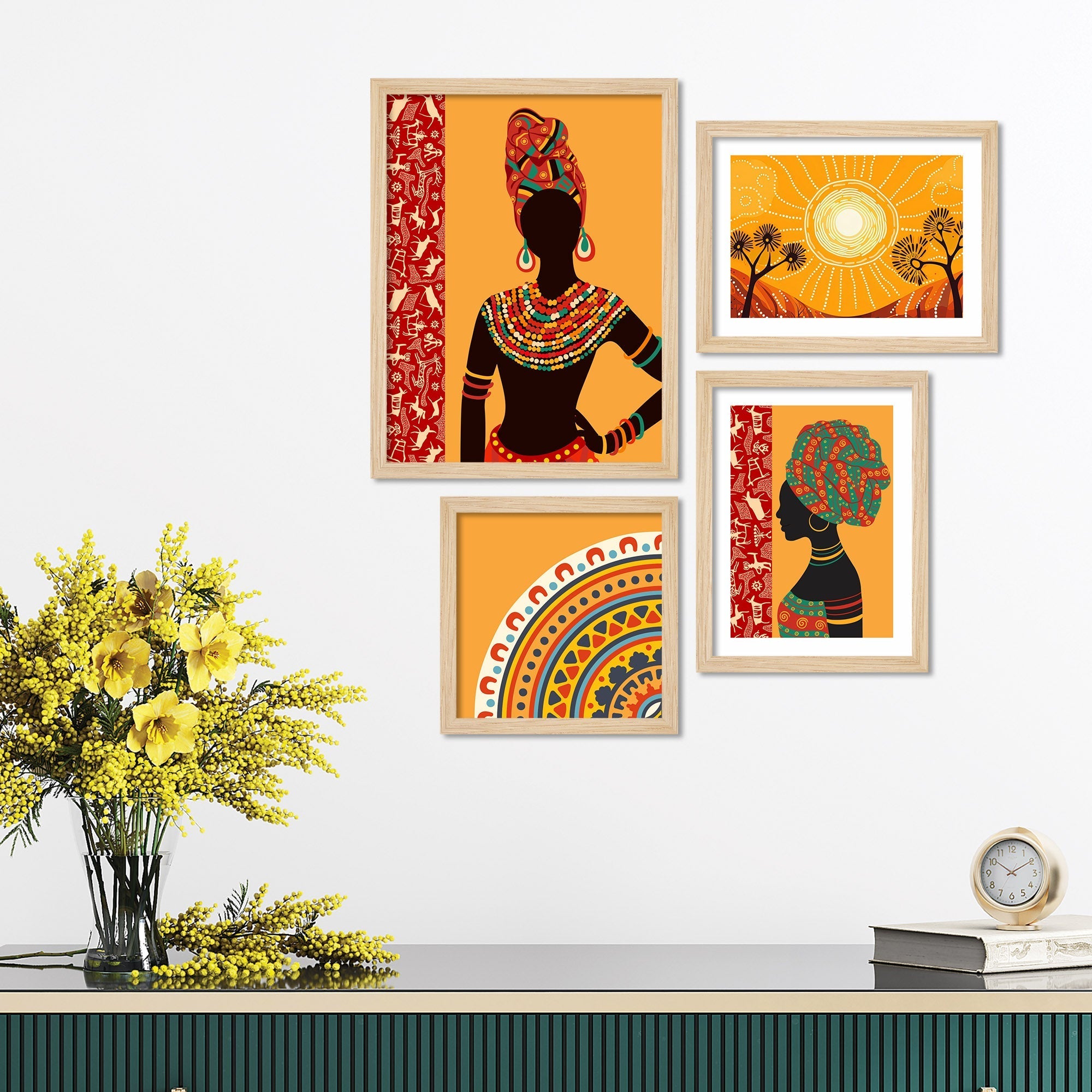 Ethnic African Woman Art Wall Frame Set of Four – Vibecrafts