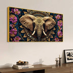 Ethnic Elephant Canvas Floral Wall Art Painting for Home Decor