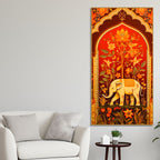 Ethnic Elephant Canvas Painting | Floral Indian Wall Art for Home Decor