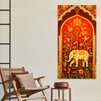 Ethnic Elephant Canvas Painting | Floral Indian Wall Art for Home Decor