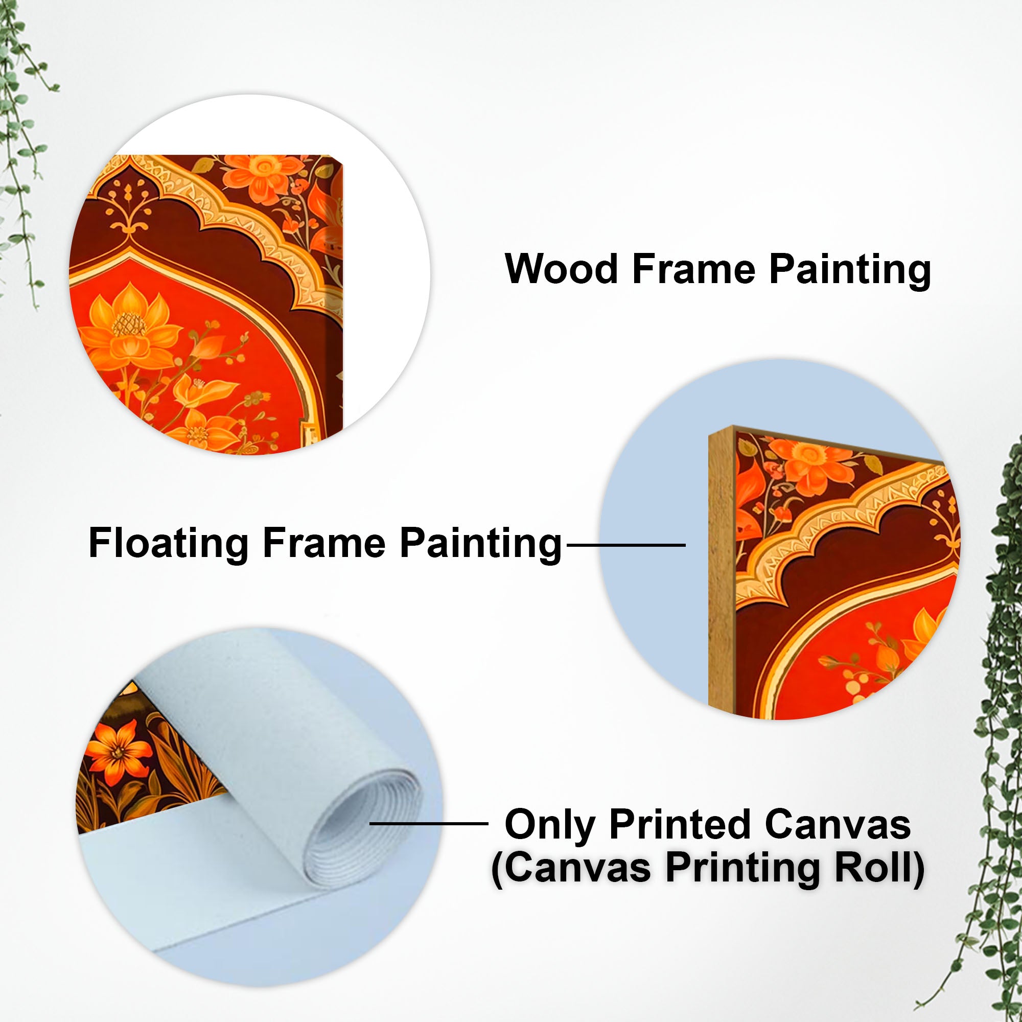 Ethnic Elephant Canvas Painting | Floral Indian Wall Art for Home Decor