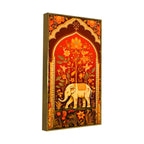 Ethnic Elephant Canvas Painting | Floral Indian Wall Art for Home Decor