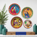Ethnic Folk Rajasthani Women Premium Wall Plates Painting Set of Four