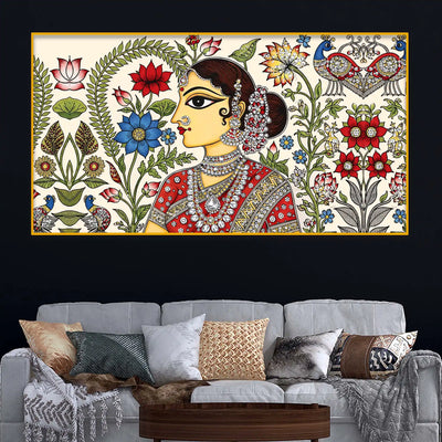 Ethnic Indian Art Crystal Glass Painting for Living Room Decor
