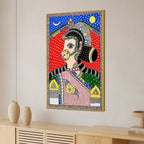 Ethnic Indian Lady Madhubani Canvas Painting