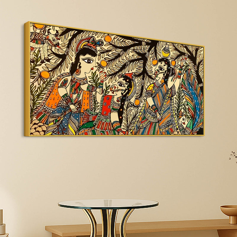Ethnic Indian Madhubani Canvas Wall Painting for Cultural Home Art