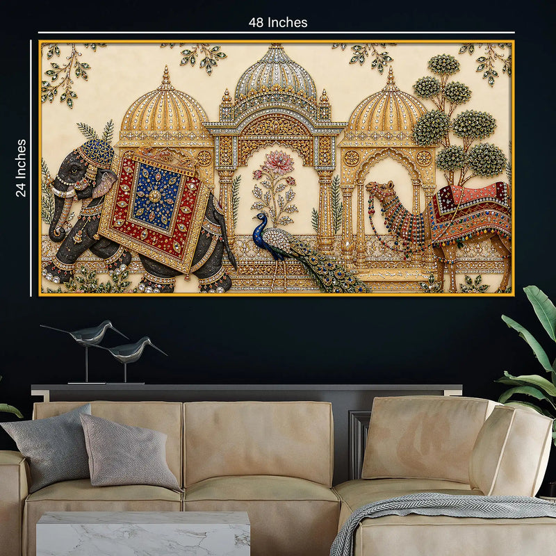 Ethnic Indian Royal Floating Frame Crystal Wall Painting