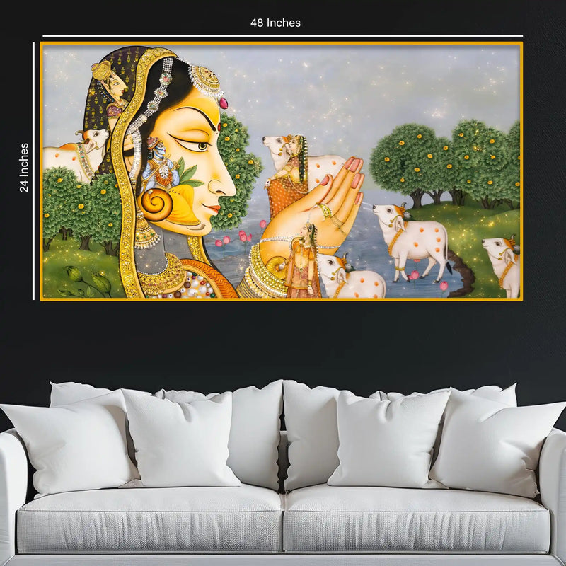 Ethnic Indian Village Scene Crystal Glass Wall Painting