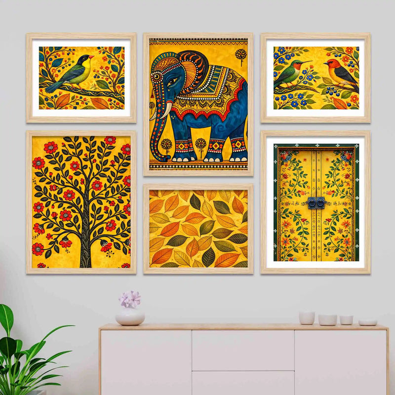 Ethnic Indian Wall Art Frame Set of 6