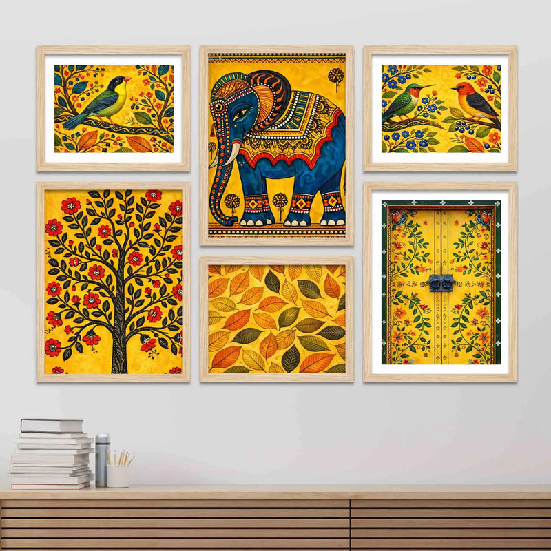 Ethnic Indian Wall Art Frame Set of 6