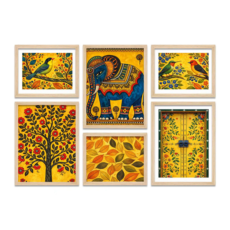 Ethnic Indian Wall Art Frame Set of 6