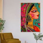 ethnic-mosaic-style-indian-lady-canvas-wall-painting