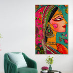 Ethnic Mosaic Style Indian Lady Canvas Wall Painting