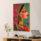 Ethnic Mosaic Style Indian Lady Canvas Wall Painting