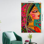 Ethnic Mosaic Style Indian Lady Canvas Wall Painting