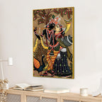 Ethnic Radha Krishna Canvas Wall Painting | Spiritual Indian Painting for Home Decor