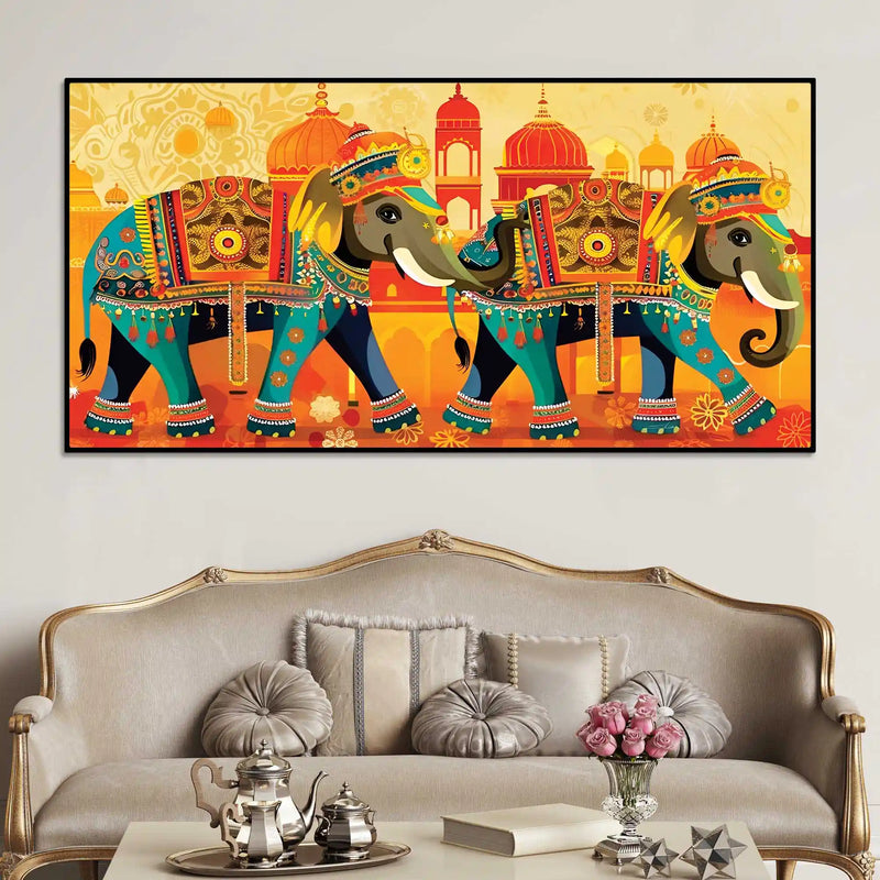 Ethnic Royal Elephant Canvas Wall Art Painting
