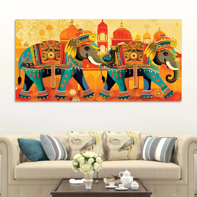 Ethnic Royal Elephant Canvas Wall Art Painting