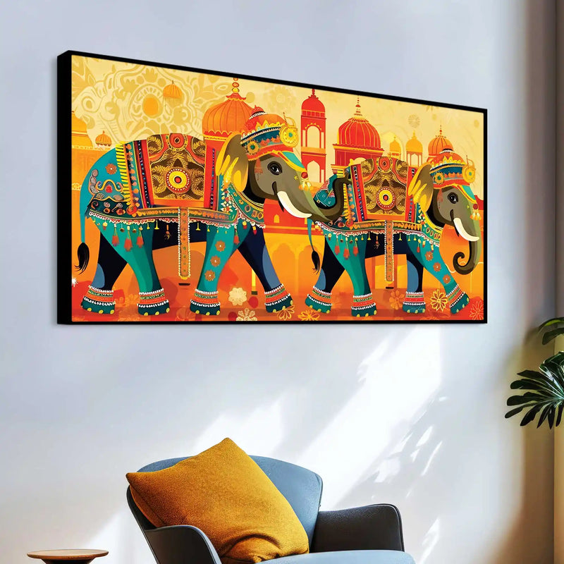 Ethnic Royal Elephant Canvas Wall Art Painting