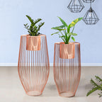 Euphoric Earth Ross Gold Stand & Ross Gold Finish Pot Planters Set of 2
