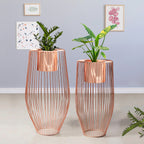 Euphoric Earth Ross Gold Stand & Ross Gold Finish Pot Planters Set of 2
