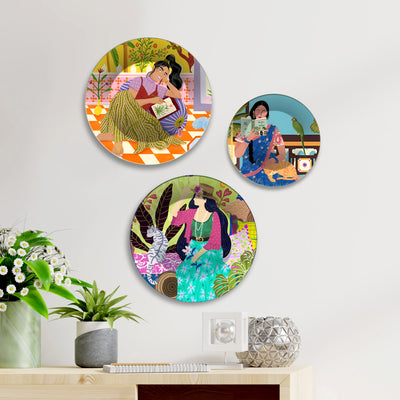 Everyday Goddesses Modern Folk Premium Wall Plates Painting Set of 3