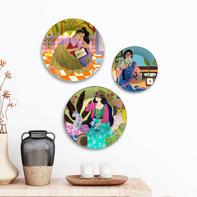 Everyday Goddesses Modern Folk Premium Wall Plates Painting Set of 3