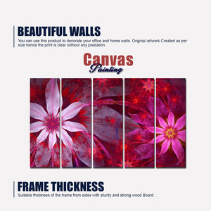 Exotic Flowers Canvas Wall Painting Set of Five