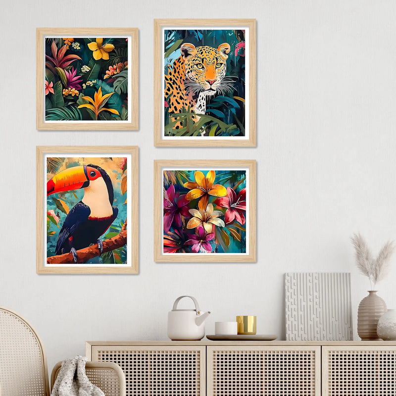 Exotic Jungle Wall Art Frame Set of 4