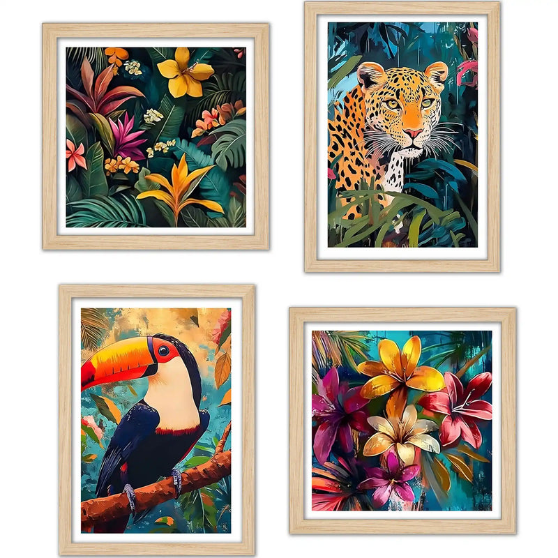 Exotic Jungle Wall Art Frame Set of 4
