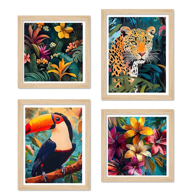 Exotic Jungle Wall Art Frame Set of 4