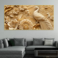 Exquisite White Peacock with Golden Blossoms 3D Canvas Wall Painting