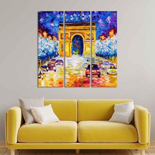 Famous Arc de Triomphe  Wall Painting Set of 3 Pieces