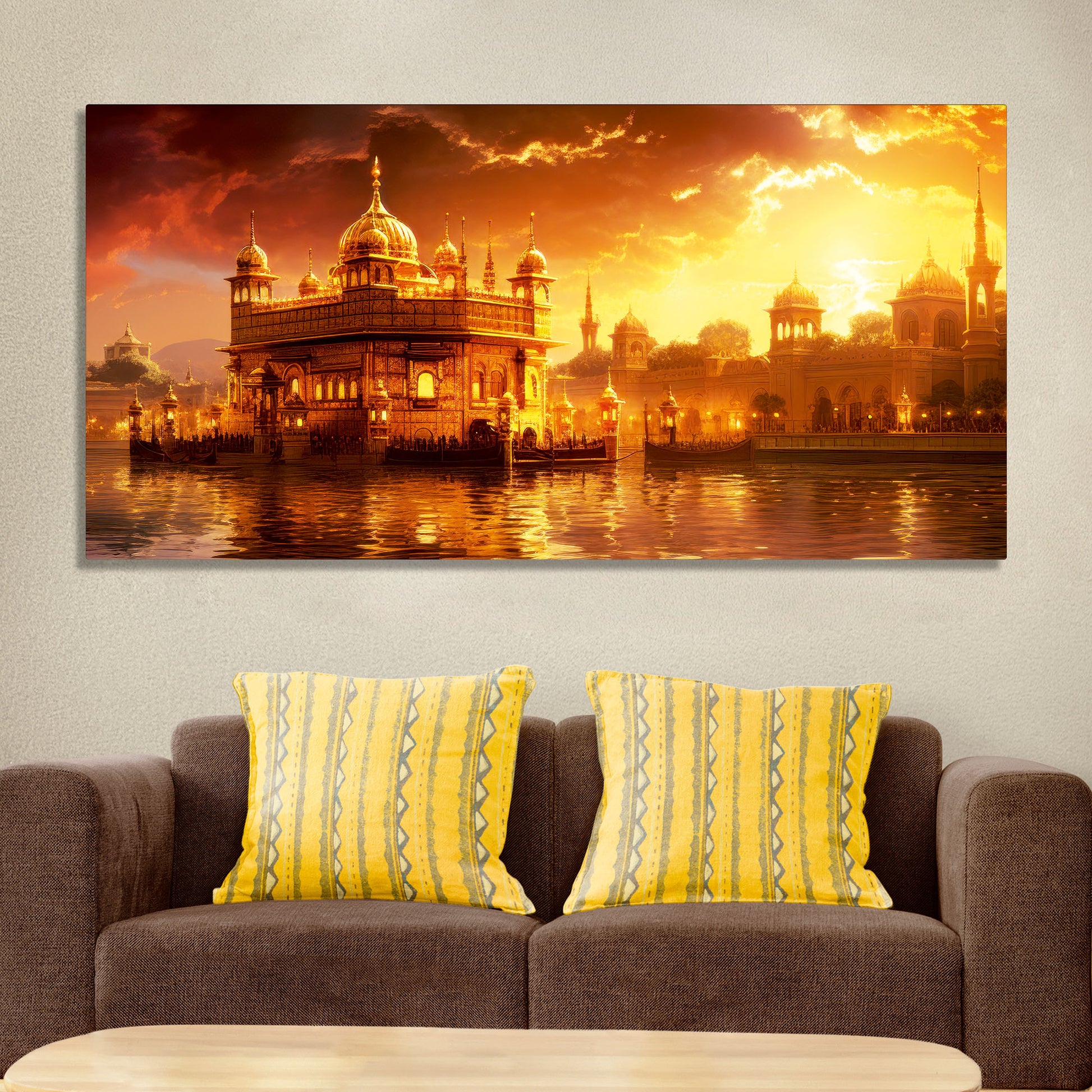 Famous Holy Golden Temple At Sunset View Canvas Wall Painting