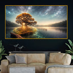 Fantasy Glowing Tree Crystal Glass Painting for Wall Décor